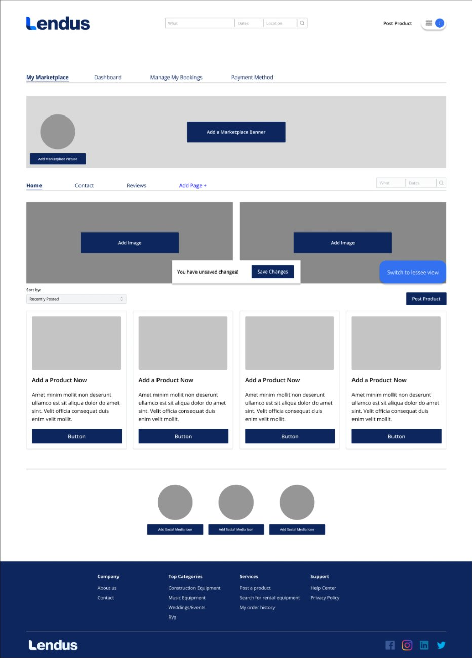 Lendus wireframes and prototype flows