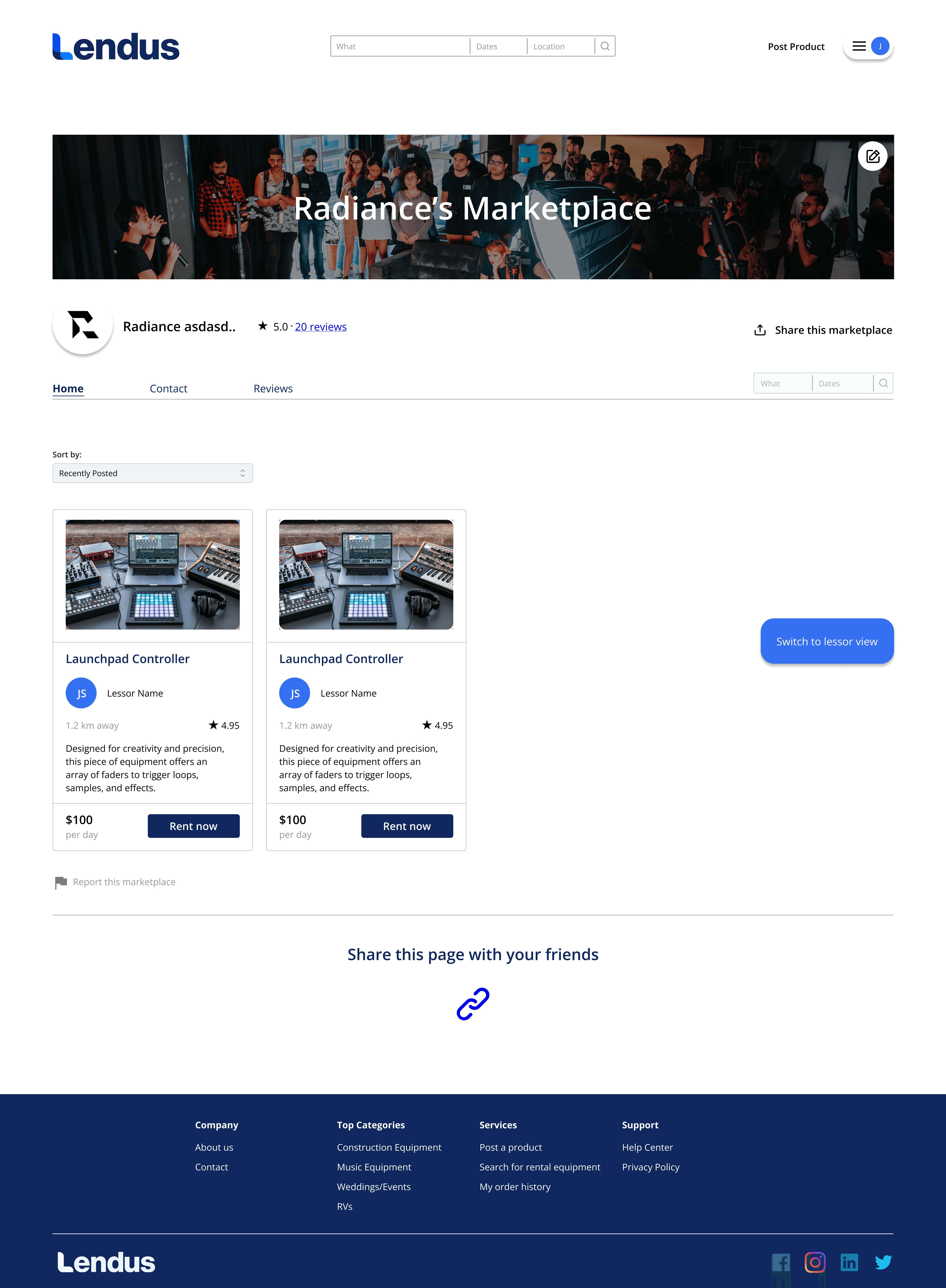 Personalized marketplace page